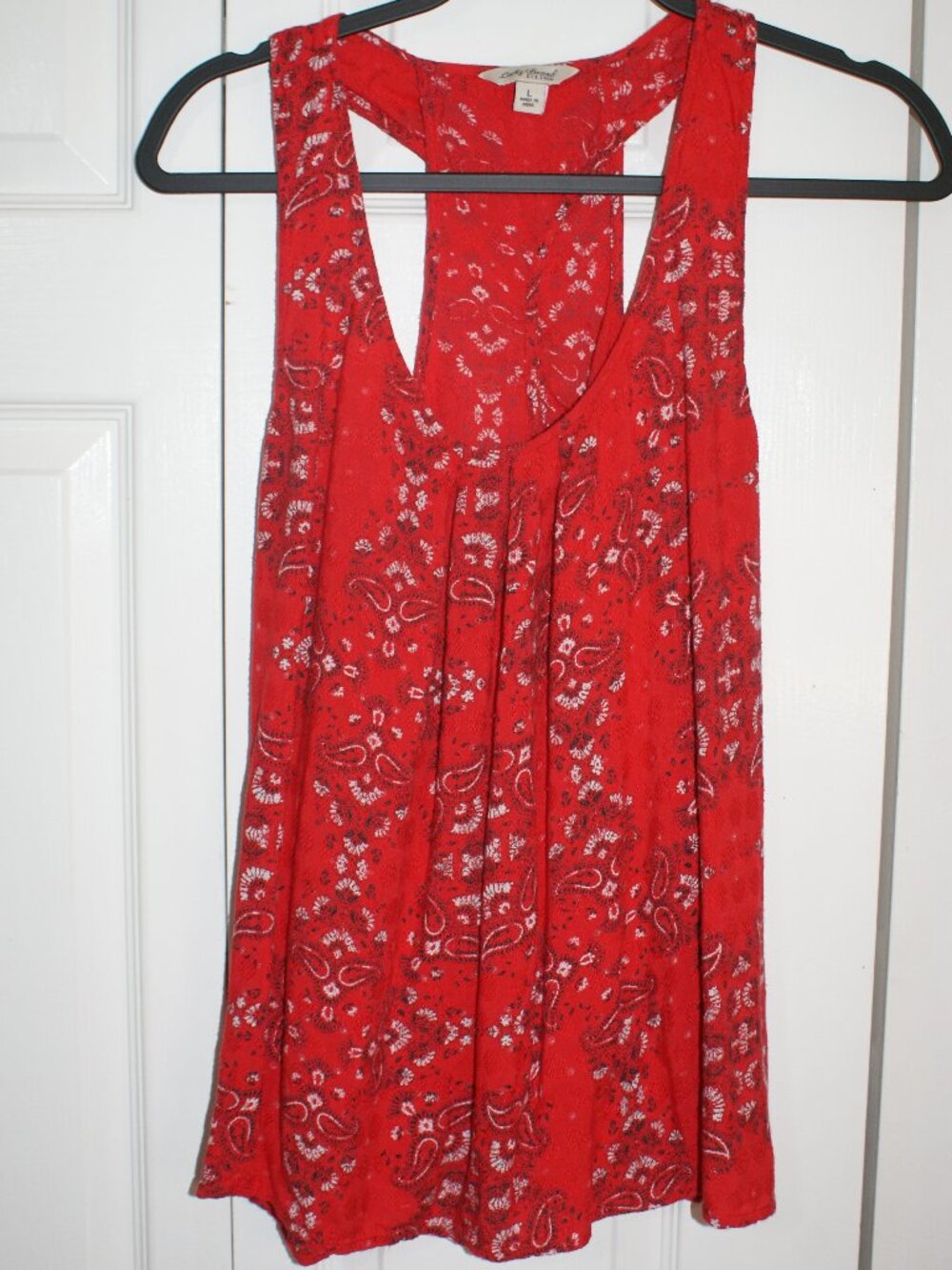 Lucky Brand Red Paisley, Bandana design Sleeveless Blouse - Large - EUC
